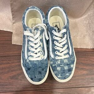 Vans Blue Woven Low-Top Sneakers with White Accents